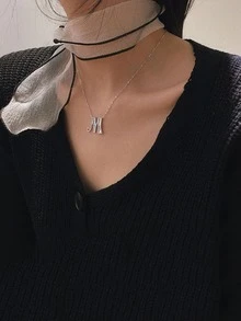 1 vòng cổ chuỗi chữ cái Zirconia - Bạc - Xem 4