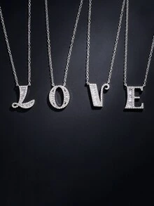 1 vòng cổ chuỗi chữ cái Zirconia - Bạc - Xem 5