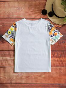 SHEIN VCAY Camiseta con estampado floral - Amarillo - Ver 2