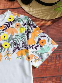 SHEIN VCAY Camiseta con estampado floral - Amarillo - Ver 6
