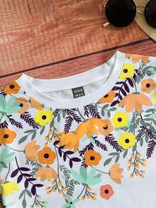 SHEIN VCAY Camiseta con estampado floral - Amarillo - Ver 4