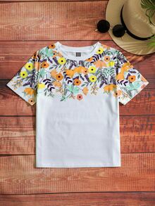 SHEIN VCAY Camiseta con estampado floral - Amarillo - Ver 5