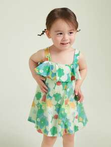 小女童印花荷葉邊連衣裙 - 彩色 - 查看 8