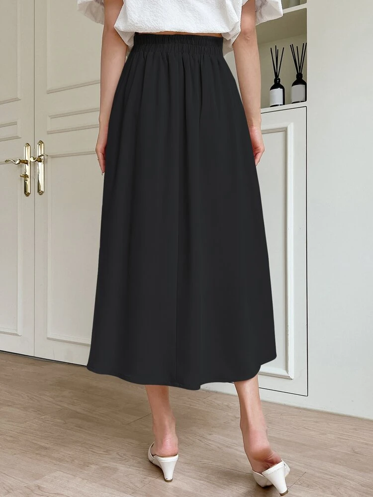 High Waist Solid Skirt Fall