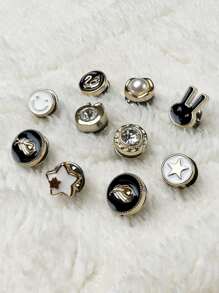 10 piezas/set botón de Metal, botón DIY de patrón mixto creativo para coser - Multicolor - Ver 1