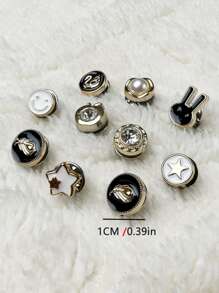 10 piezas/set botón de Metal, botón DIY de patrón mixto creativo para coser - Multicolor - Ver 2