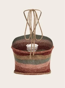 ROMWE Áo dệt kim nữ Lộ Lưng Cắt ra Buộc lại Khối Màu Gợi cảm - Nhiều màu - Xem 2