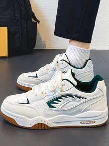 Hombres Zapatillas deportivas de color combinado con cordón delantero - Blanco - Ver 1