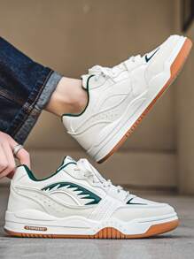 Hombres Zapatillas deportivas de color combinado con cordón delantero - Blanco - Ver 2