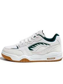 Hombres Zapatillas deportivas de color combinado con cordón delantero - Blanco - Ver 3