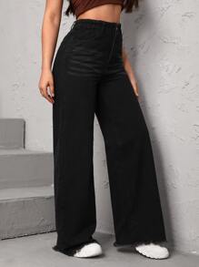 SHEIN EZwear 高腰闊腿牛仔褲