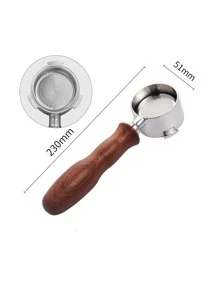 1入組不銹鋼咖啡機手柄，簡約木柄家用咖啡機手柄 - 紅木色 - 查看 3