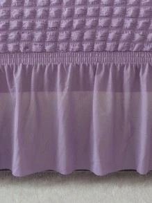 1入組純色泡泡紗簡約風格彈性全包蕾絲沙發套，防塵和防貓抓 - 紫色 - 查看 5