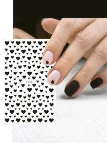 1 tấm Họa Tiết Trái Tim Móng Tay Nghệ Thuật Miếng Dán Y2K-Phong Cách Móng Tay Nghệ Thuật Đề Can Dán Móng Tay DIY - Đen và trắng - Xem 2