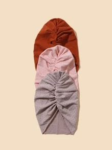 Bebé 3 piezas Envoltura de la cabeza con diseño fruncido - Multicolor - Ver 1