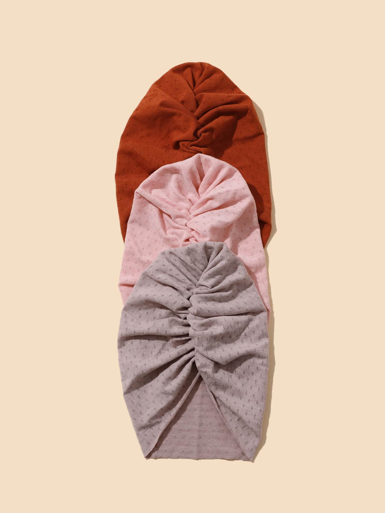Bebé 3 piezas Envoltura de la cabeza con diseño fruncido - Multicolor - Ver 1