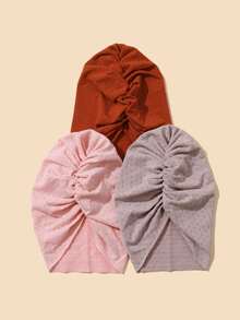 Bebé 3 piezas Envoltura de la cabeza con diseño fruncido - Multicolor - Ver 2