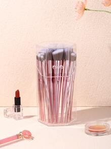 1pc Clear Makeup Brush Storage Bucket, Simple Clear Geometric Shaped Plastic Makeup Brush Storage Box For Home,Room,Home,Bedroom,Bathroom,House,Pink Room,Living Room Decor,Travel Stuff,Gift Bag,Gifts For Mom,Dad,Men,Friends,Teacher,Birthday,Wedding,Desk,Shelves,Accessories,Gift Boxes,Funny Gift,Storage,Makeup Brush Holder - Clear - View 2