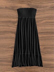 SHEIN Swim Ruffle Hem Bandeau Dress Summer - Black - View 6