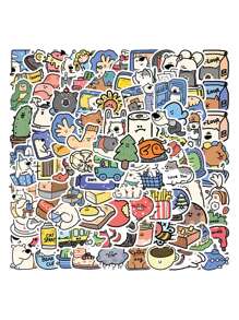 100张/500张可爱卡通动物酒店贴纸，学校用品，返校 - 彩色 - 查看 1