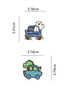 100张/500张可爱卡通动物酒店贴纸，学校用品，返校 - 彩色 - 查看 2