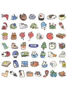 100张/500张可爱卡通动物酒店贴纸，学校用品，返校 - 彩色 - 查看 5