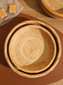 cái, Giỏ Trái Cây Mây, Giỏ Bánh Mì Dệt Tròn, Giỏ Phục Vụ Trang Trí Để Tổ Chức Phòng Khách Để Bàn Phòng Tắm Nhà Bếp Sắp Xếp - màu nâu - Xem 3