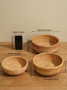 cái, Giỏ Trái Cây Mây, Giỏ Bánh Mì Dệt Tròn, Giỏ Phục Vụ Trang Trí Để Tổ Chức Phòng Khách Để Bàn Phòng Tắm Nhà Bếp Sắp Xếp - màu nâu - Xem 4