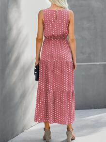 EMERY ROSE Vestido largo con estampado de lunares y volantes en el bajo para mujer