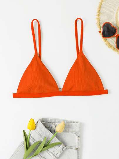 SHEIN Swim 素色三角杯比基尼上衣