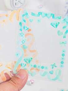 6pcs Ribbon & Diamond Pattern Assorted Sticker, Simple Multi-Purpose Sticker For DIY Craft At Home Back To School - Multicolor - View 4