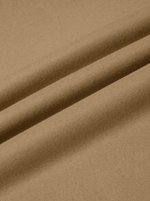 SHEIN LUNE Quần thể thao nữ Dây kéo Thắt nơ trước màu trơn - Màu Khaki - Xem 6