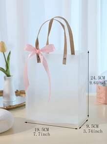 1pc Ribbon Decor Clear Gift Bag - Clear - View 5