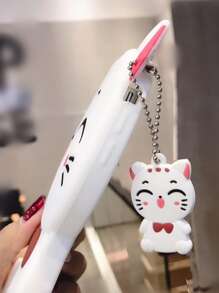 Soft-Touch Silicone Lucky Cat Doll Phone Case Compatible With Apple Models - White - View 3
