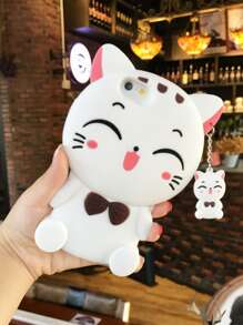 Soft-Touch Silicone Lucky Cat Doll Phone Case Compatible With Apple Models - White - View 5