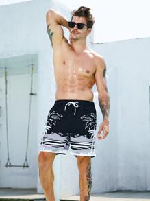 Surfspeed 男士熱帶圖案腰部抽繩泳褲