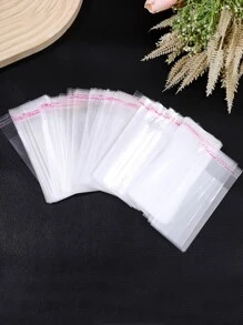 200pcs Disposable Plastic Gift Bag,Simple Clear Self-adhesive Gift Wrapping Bag For Wedding,Birthday Party - Clear - View 1