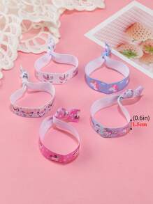 5 件装独角兽图案派对手链，卡通可爱涤纶派对腕带，适合生日派对、圣诞节 - 彩色 - 查看 4