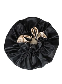1pc Two Tone Satin Hat Silk Bonnet Satin Bonnet - Champagne - View 3