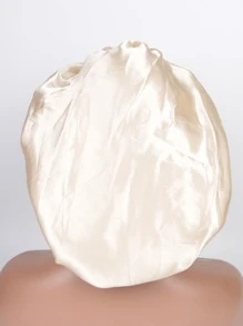 1pc Two Tone Satin Hat Silk Bonnet Satin Bonnet - Champagne - View 5