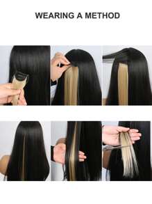 夾片長款直筒合成纖維接髮 - 深灰色 - 查看 8