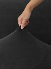 1pc Solid Color Sofa Seat Cushion Cover, Modern Polyester Sofa Cushion Cover For Home, All Season - Black - View 3
