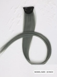 夾片長款直筒合成纖維接髮 - 深灰色 - 查看 2