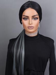 夾片長款直筒合成纖維接髮 - 深灰色 - 查看 4