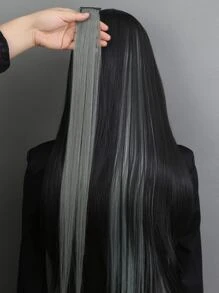 夾片長款直筒合成纖維接髮 - 深灰色 - 查看 5