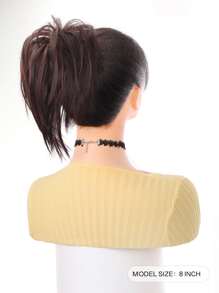 Short Straight Synthetic Hair Buns - Dark Brown - View 2