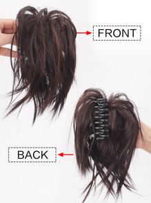 Short Straight Synthetic Hair Buns - Dark Brown - View 3