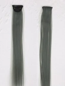 夾片長款直筒合成纖維接髮 - 深灰色 - 查看 7