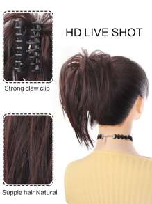 Short Straight Synthetic Hair Buns - Dark Brown - View 4