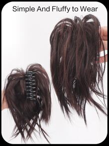 Short Straight Synthetic Hair Buns - Dark Brown - View 5